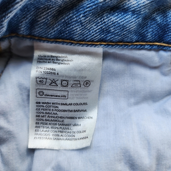 H&M &Denim Skirt Women's Button Fly Cut Off Frayed High Rise Blue Raw Cotton 4 - Picture 6 of 9